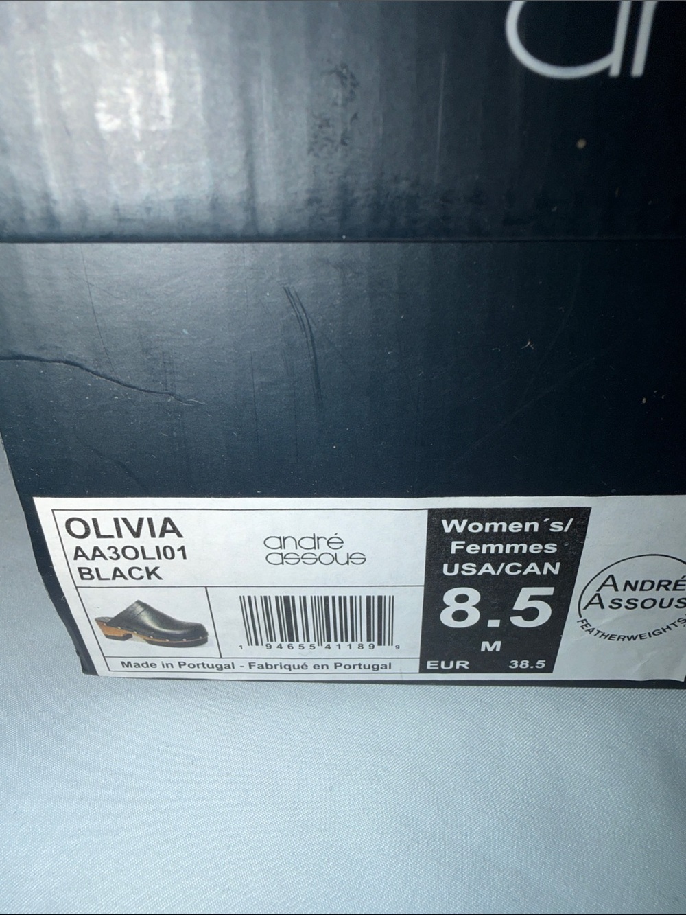 Andre Assous Black Leather Studded Platform Clog - Picture 9 of 9